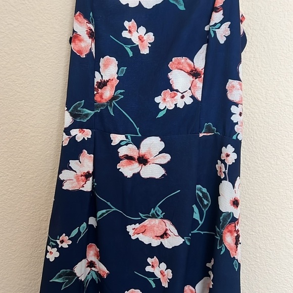 Navy Blue Floral with Pink Floral Dress. - Picture 2 of 4